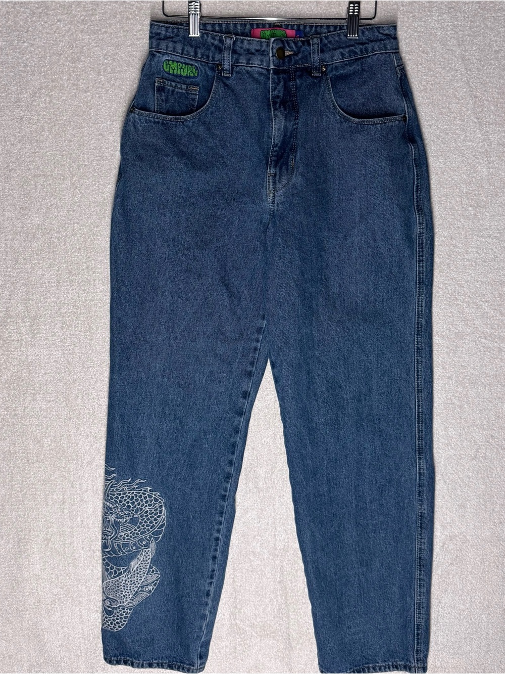 Empyre Jeans Womens 6 Blue Denim Tori Embroidered Dragon Skate Jeans